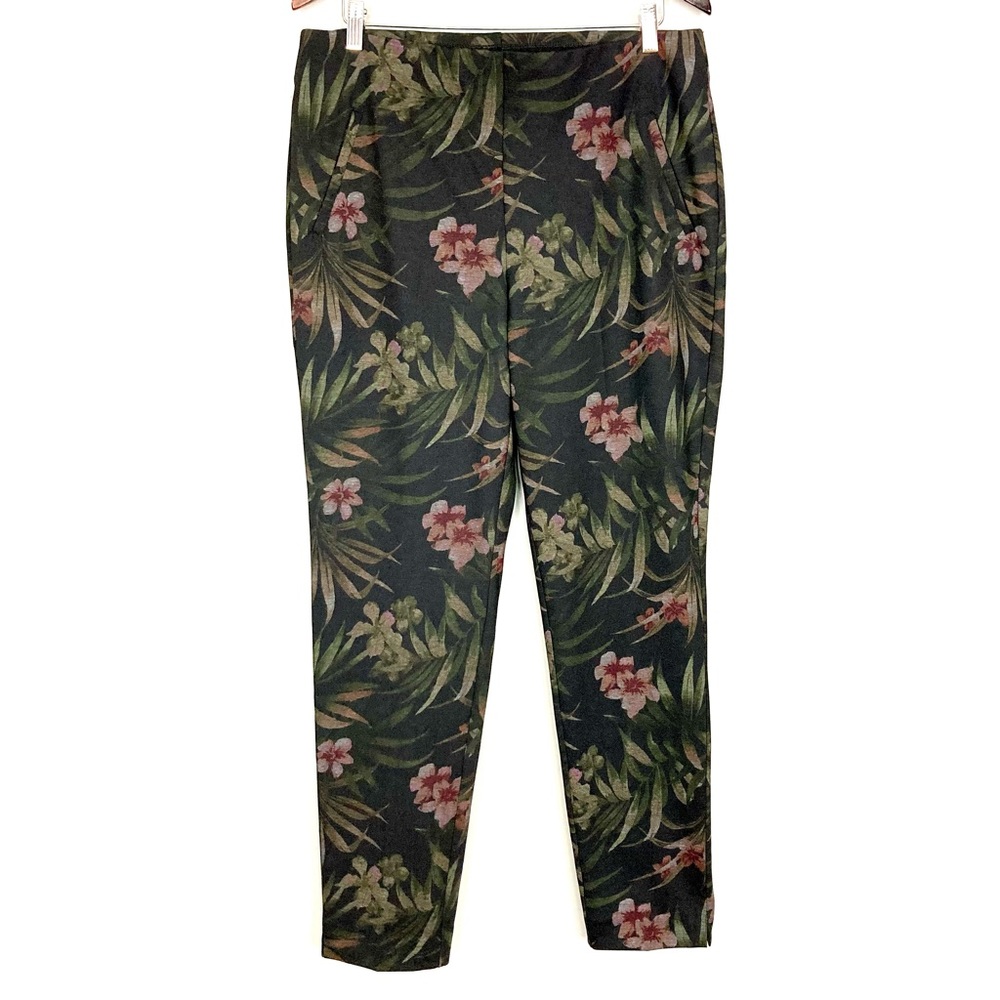 Chico’s Juliet Straight-Leg Pants Women’s Sz 12 Tropical Floral Pull On Stretch
